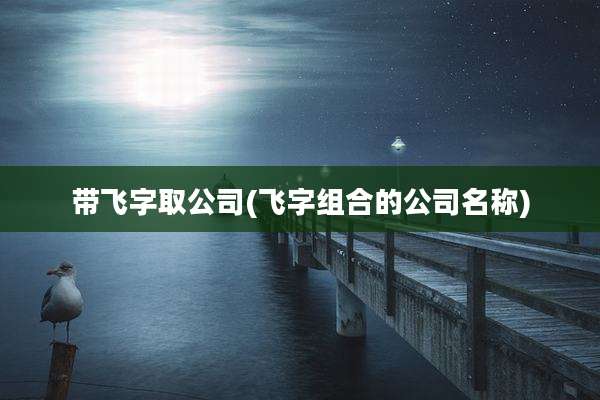 带飞字取公司(飞字组合的公司名称)