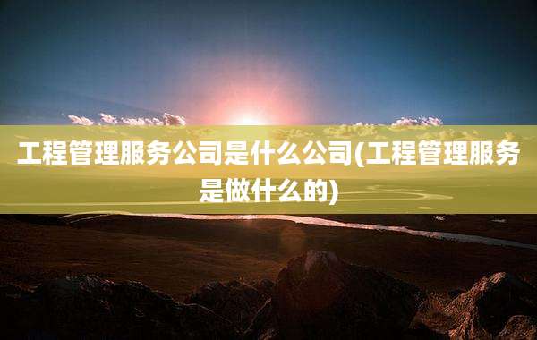 工程管理服务公司是什么公司(工程管理服务是做什么的)