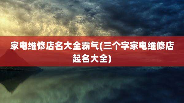 家电维修店名大全霸气(三个字家电维修店起名大全)