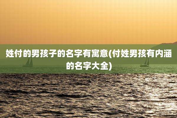 姓付的男孩子的名字有寓意(付姓男孩有内涵的名字大全)
