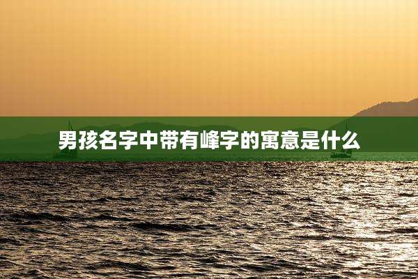 男孩名字中带有峰字的寓意是什么