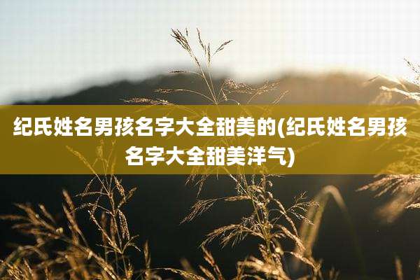 纪氏姓名男孩名字大全甜美的(纪氏姓名男孩名字大全甜美洋气)