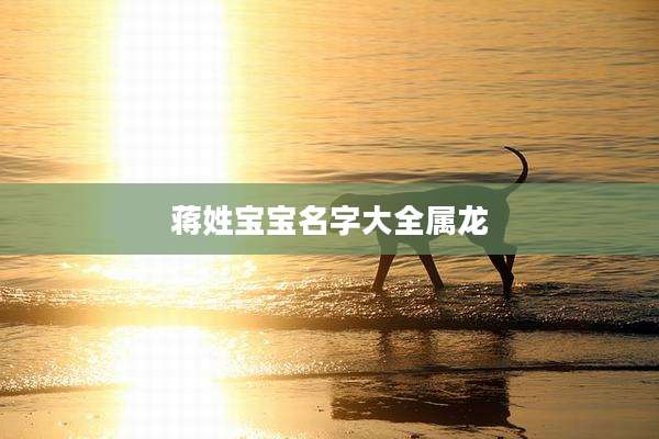 蒋姓宝宝名字大全属龙