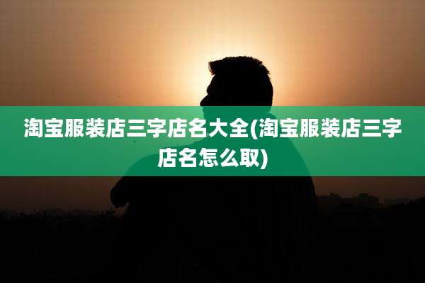 淘宝服装店三字店名大全(淘宝服装店三字店名怎么取)