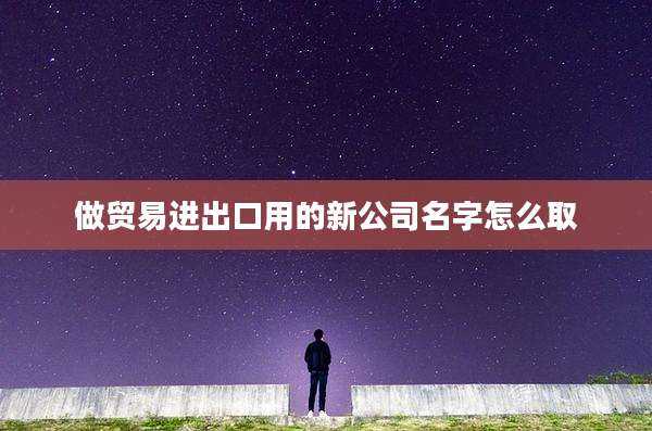 做贸易进出口用的新公司名字怎么取