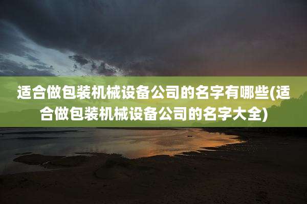 适合做包装机械设备公司的名字有哪些(适合做包装机械设备公司的名字大全)