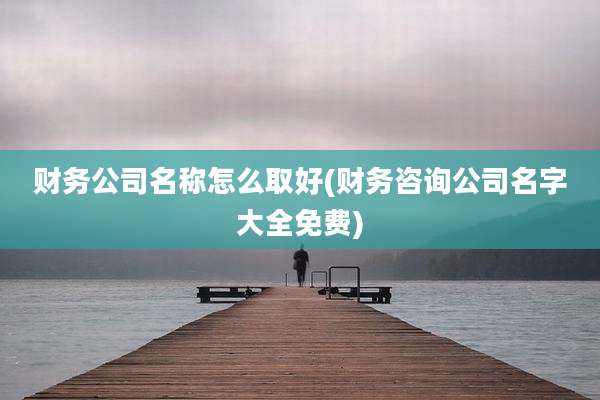 财务公司名称怎么取好(财务咨询公司名字大全免费)