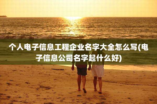 个人电子信息工程企业名字大全怎么写(电子信息公司名字起什么好)