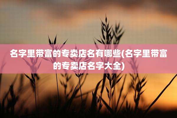 名字里带富的专卖店名有哪些(名字里带富的专卖店名字大全)