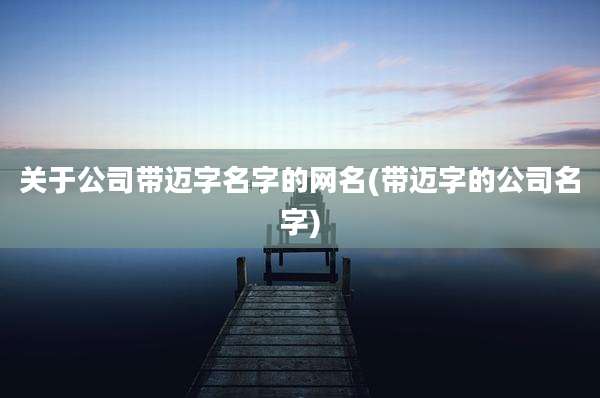 关于公司带迈字名字的网名(带迈字的公司名字)