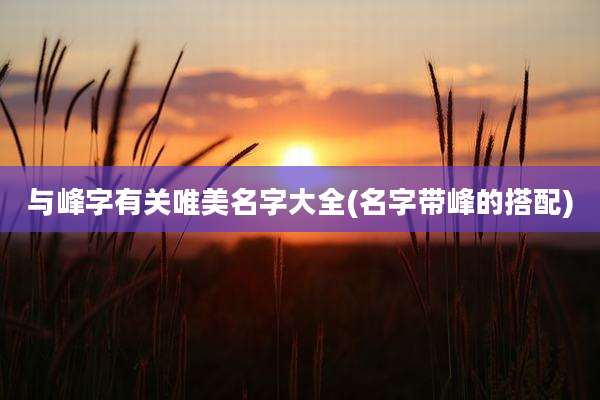 与峰字有关唯美名字大全(名字带峰的搭配)