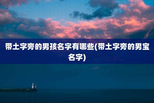 带土字旁的男孩名字有哪些(带土字旁的男宝名字)