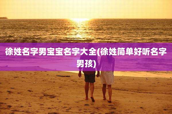 徐姓名字男宝宝名字大全(徐姓简单好听名字男孩)
