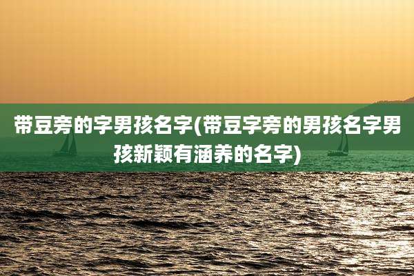 带豆旁的字男孩名字(带豆字旁的男孩名字男孩新颖有涵养的名字)