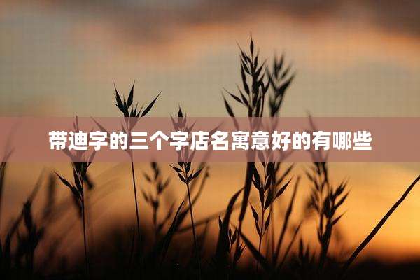 带迪字的三个字店名寓意好的有哪些