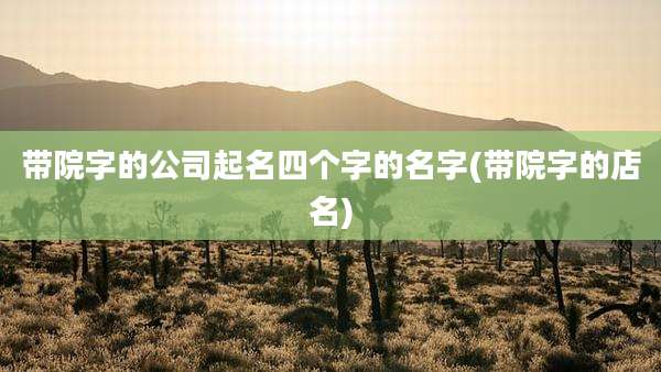 带院字的公司起名四个字的名字(带院字的店名)