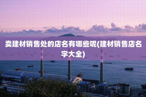 卖建材销售处的店名有哪些呢(建材销售店名字大全)
