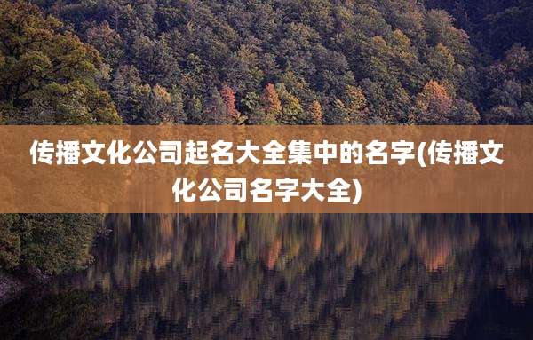 传播文化公司起名大全集中的名字(传播文化公司名字大全)