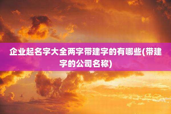 企业起名字大全两字带建字的有哪些(带建字的公司名称)