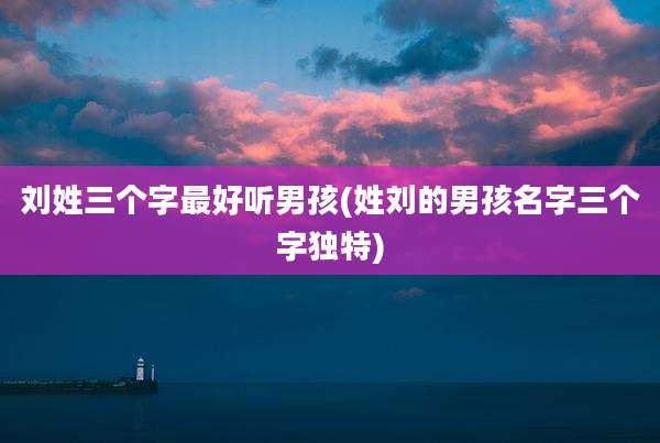刘姓三个字最好听男孩(姓刘的男孩名字三个字独特)