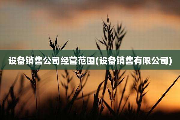 设备销售公司经营范围(设备销售有限公司)