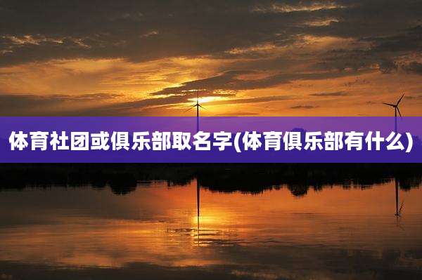 体育社团或俱乐部取名字(体育俱乐部有什么)