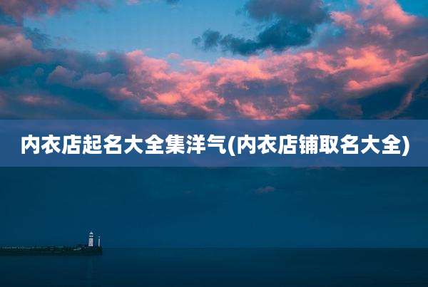 内衣店起名大全集洋气(内衣店铺取名大全)