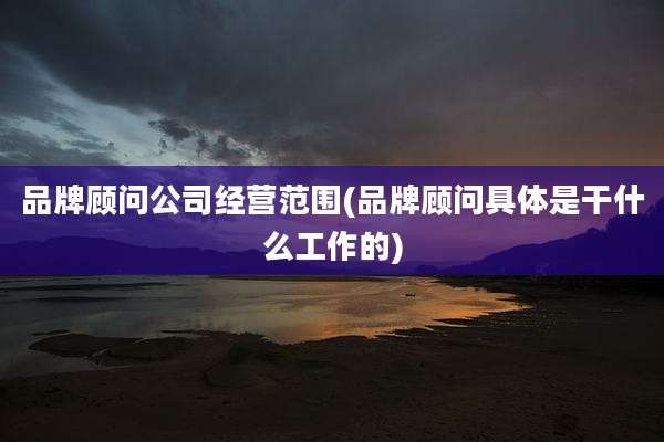 品牌顾问公司经营范围(品牌顾问具体是干什么工作的)