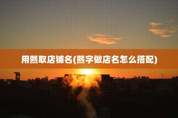 用熙取店铺名(熙字做店名怎么搭配)