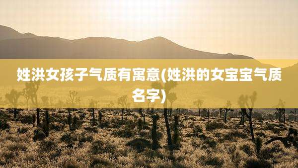 姓洪女孩子气质有寓意(姓洪的女宝宝气质名字)
