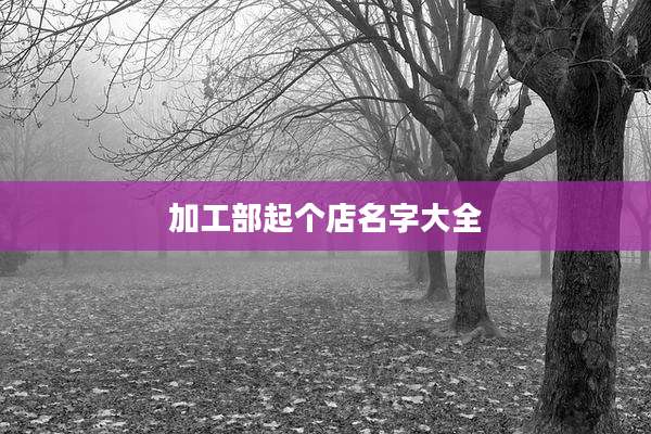 加工部起个店名字大全