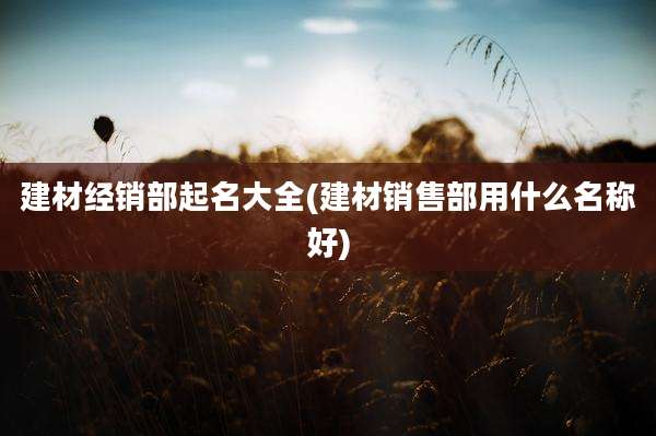 建材经销部起名大全(建材销售部用什么名称好)