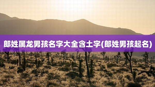 郎姓属龙男孩名字大全含土字(郎姓男孩起名)
