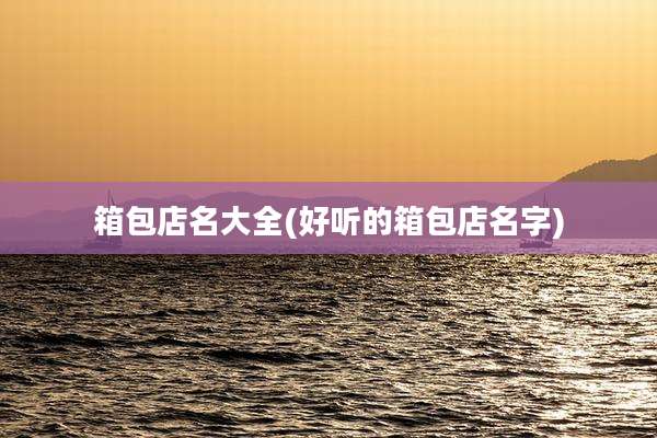 箱包店名大全(好听的箱包店名字)