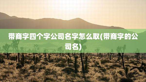 带商字四个字公司名字怎么取(带商字的公司名)