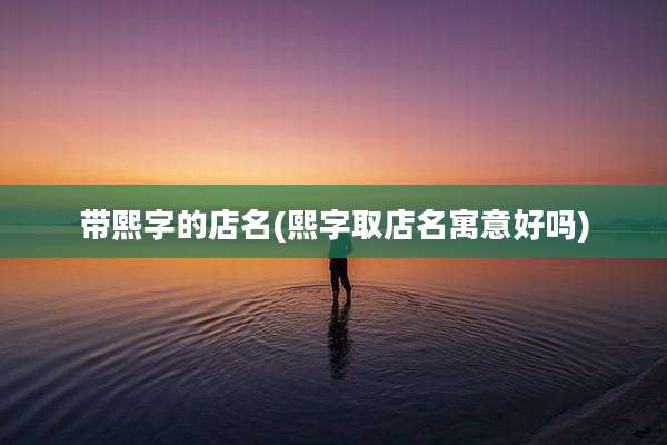 带熙字的店名(熙字取店名寓意好吗)