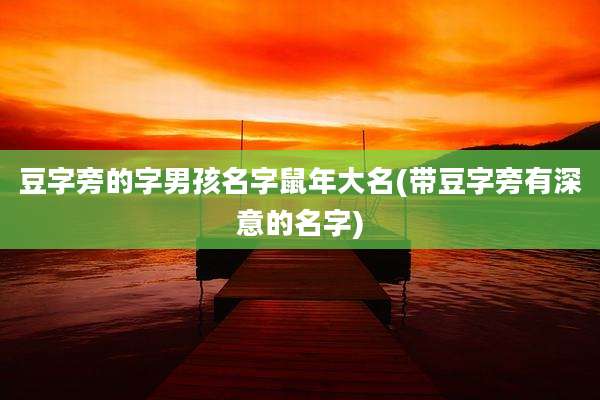 豆字旁的字男孩名字鼠年大名(带豆字旁有深意的名字)
