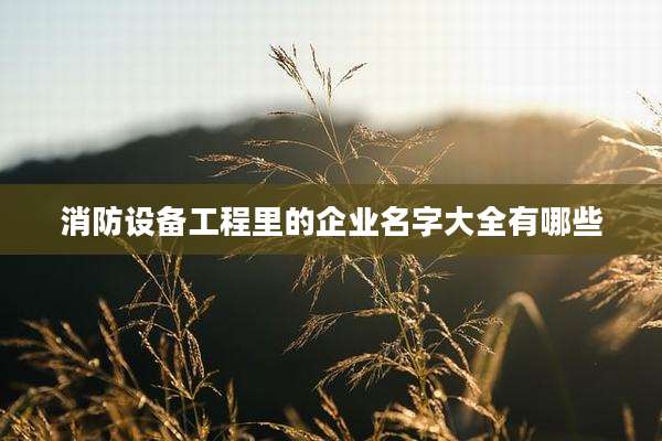 消防设备工程里的企业名字大全有哪些