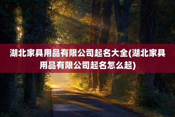 湖北家具用品有限公司起名大全(湖北家具用品有限公司起名怎么起)