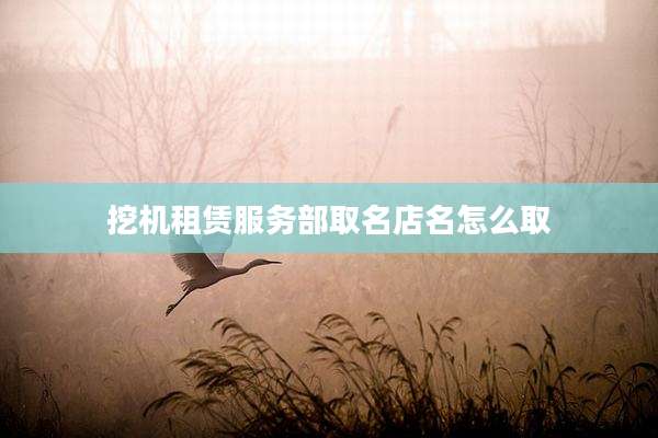 挖机租赁服务部取名店名怎么取