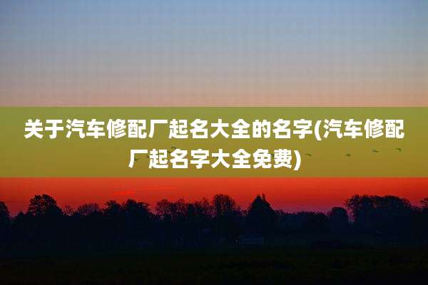 关于汽车修配厂起名大全的名字(汽车修配厂起名字大全免费)