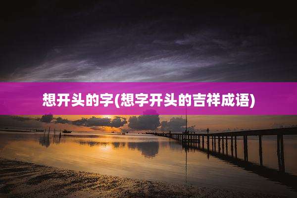 想开头的字(想字开头的吉祥成语)