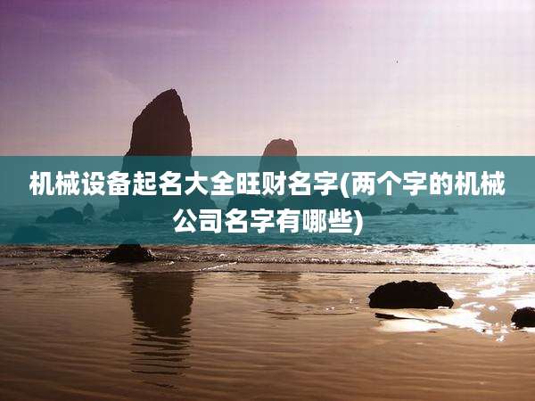 机械设备起名大全旺财名字(两个字的机械公司名字有哪些)
