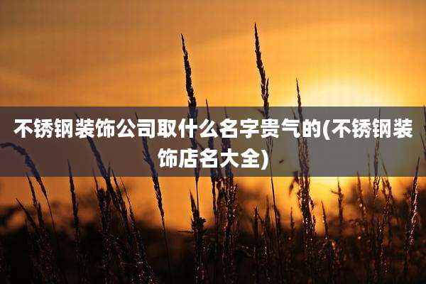 不锈钢装饰公司取什么名字贵气的(不锈钢装饰店名大全)