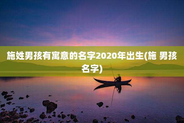 施姓男孩有寓意的名字2020年出生(施 男孩名字)