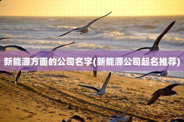 新能源方面的公司名字(新能源公司起名推荐)