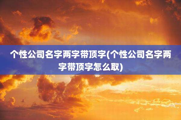 个性公司名字两字带顶字(个性公司名字两字带顶字怎么取)