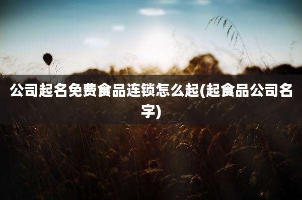 公司起名免费食品连锁怎么起(起食品公司名字)