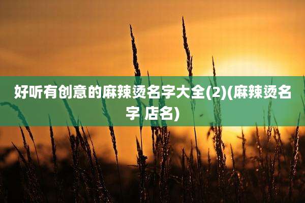 好听有创意的麻辣烫名字大全(2)(麻辣烫名字 店名)