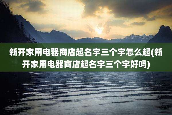 新开家用电器商店起名字三个字怎么起(新开家用电器商店起名字三个字好吗)